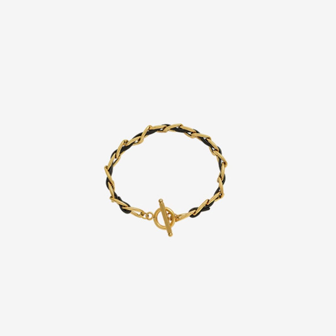 18K Gold-Plated Leather Chain Bracelet