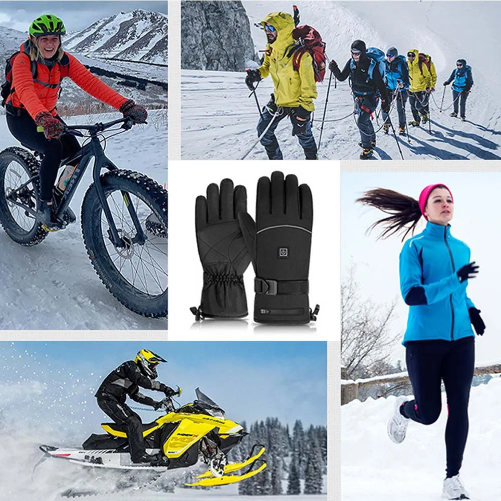 Skiing Heated Warm Gloves Waterproof Touch Screen Thermal