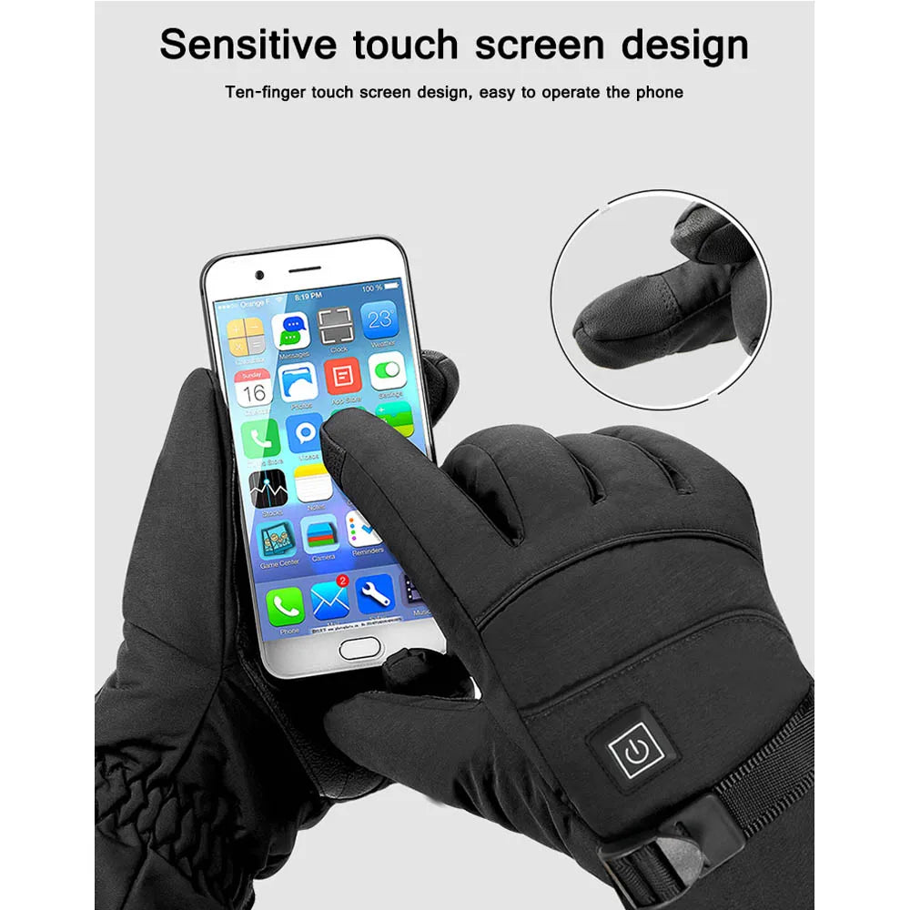 Skiing Heated Warm Gloves Waterproof Touch Screen Thermal