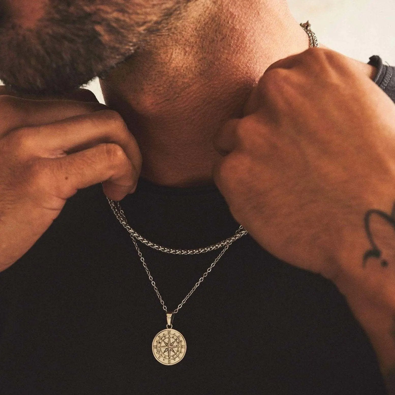 Vnox Layered Necklaces for Men